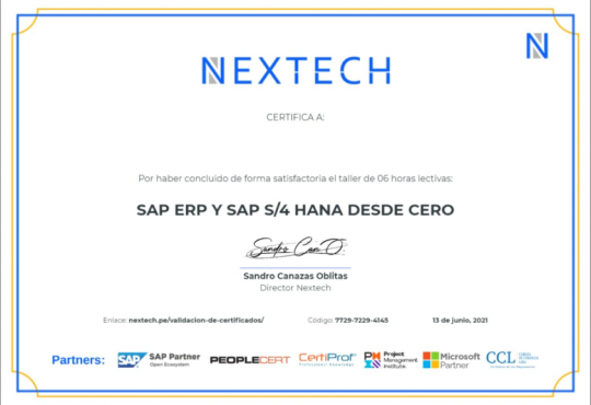 Certificado SAP S/4HANA